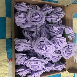 Box of 29 stemmed lavender foam roses… new